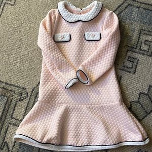 Adorable Bella Bliss size 6, drop waist quilted pink, white, and navy dress